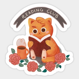 Cozy Cat Reading Sticker